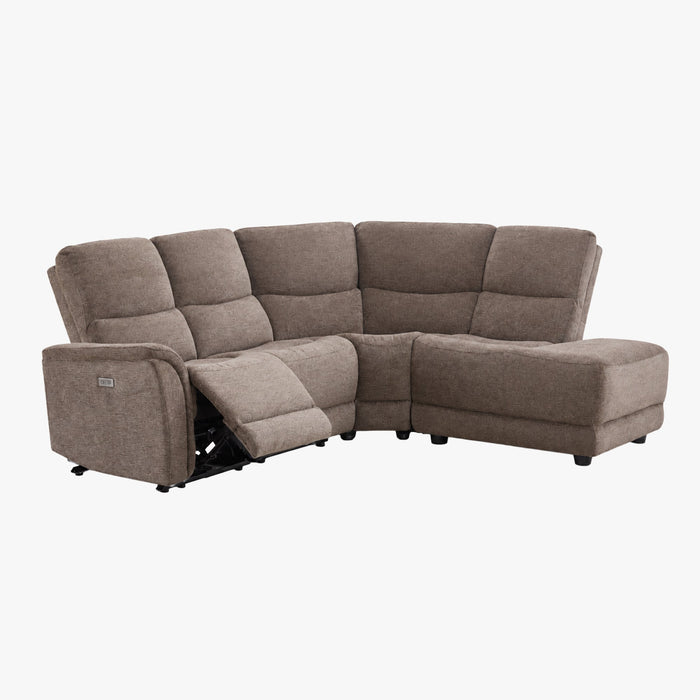 DAVY Canapé d'angle relax électrique en tissu marron - Angle droit