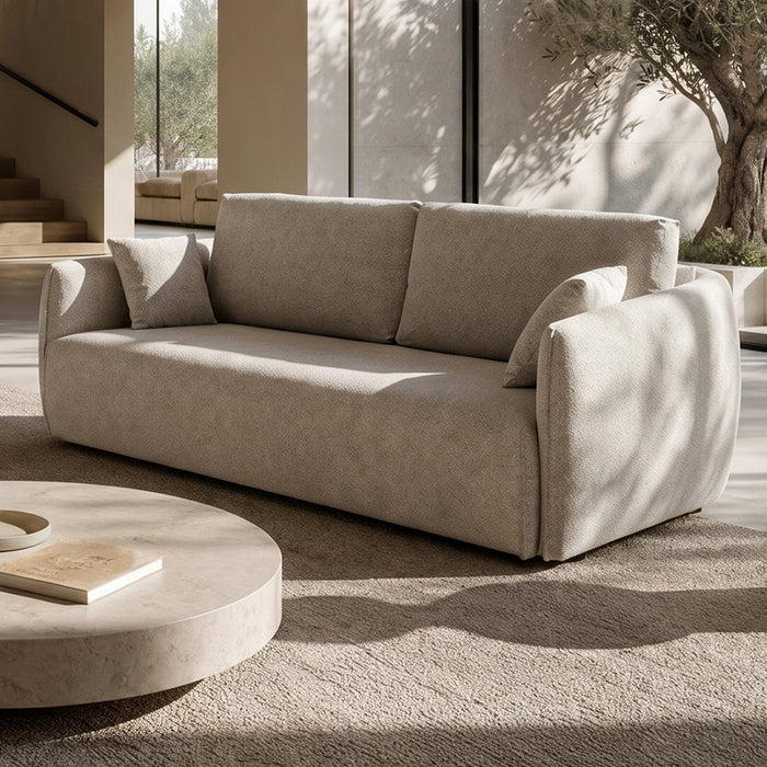 DAYLA Canapé 3 places convertible en tissu taupe