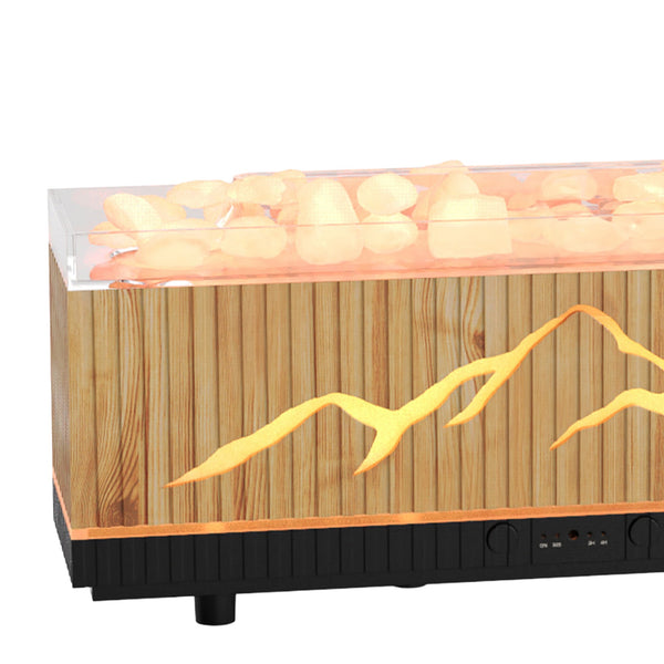 DEBY Diffuseur d'huiles essentielles avec pierres à LED couleur bois