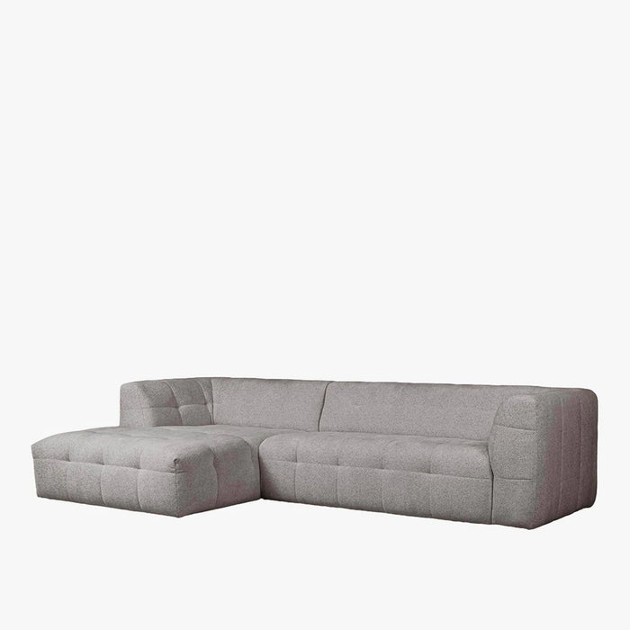 DEYNA Canapé d’angle en tissu capitonné gris foncé - Angle gauche