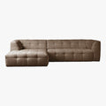 DEYNA Canapé d’angle en tissu capitonné taupe - Angle gauche