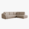 DJENA Canapé d'angle convertible avec coffre en tissu bouclette taupe - Angle droit