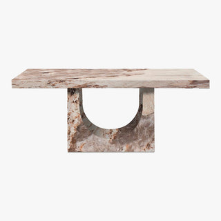 DONA Table à manger marbre d'ingénierie beige et marron