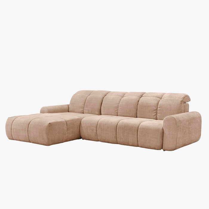 ELIOS Canapé d'angle convertible avec coffre en tissu taupe - Angle gauche