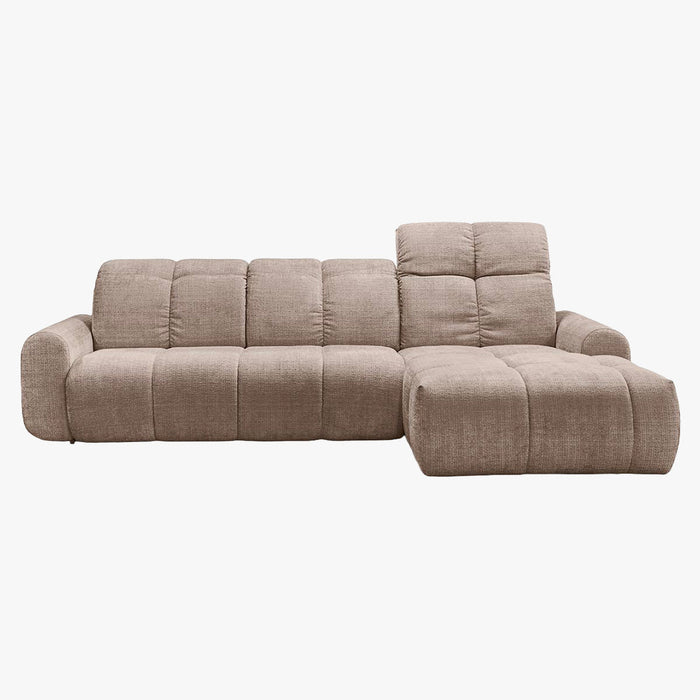 ELIOS Canapé d'angle convertible avec coffre en tissu taupe foncé - Angle droit
