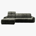 ELIOS Canapé d'angle convertible avec coffre en tissu vert sapin - Angle gauche