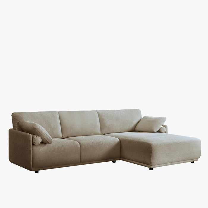 ELORA Canapé d'angle en tissu beige - Angle droit