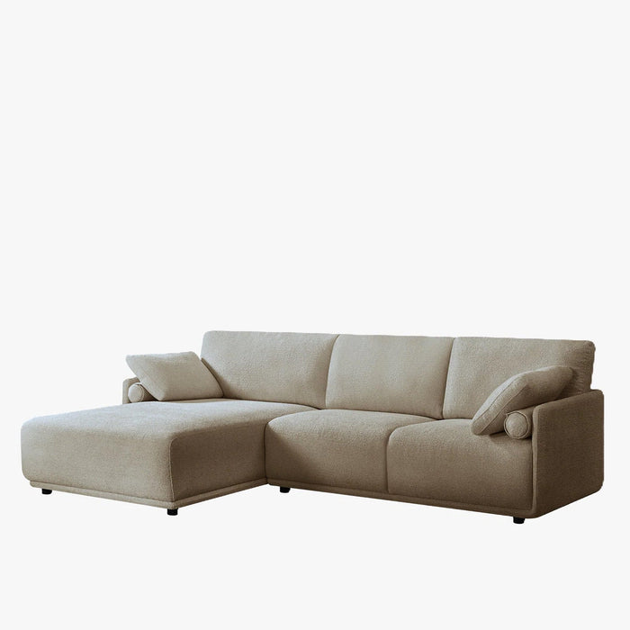 ELORA Canapé d'angle en tissu beige - Angle gauche