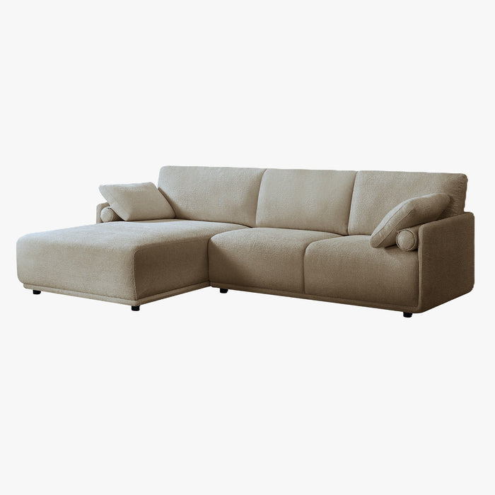 ELORA Canapé d'angle en tissu beige - Angle gauche