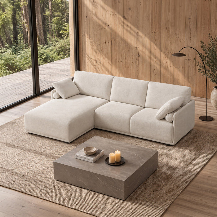 ELORA Canapé d'angle en tissu blanc écru - Angle gauche – Canapés d'angle Mobilier Deco