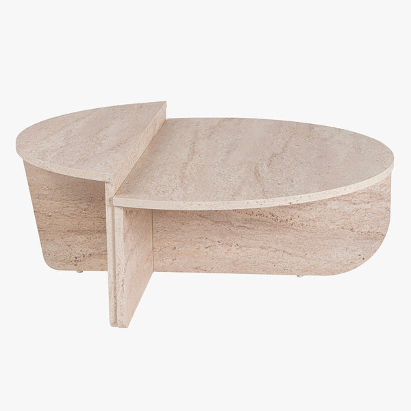 ELYNA Table basse ronde beige D90 cm