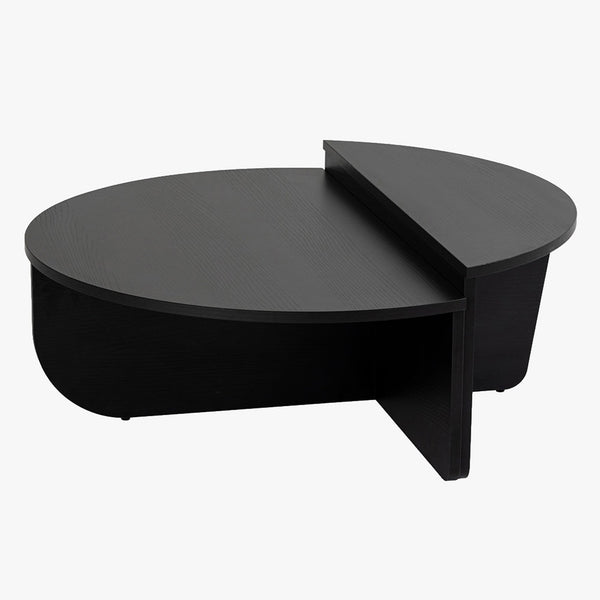 ELYNA Table basse ronde couleur bois noir D90 cm