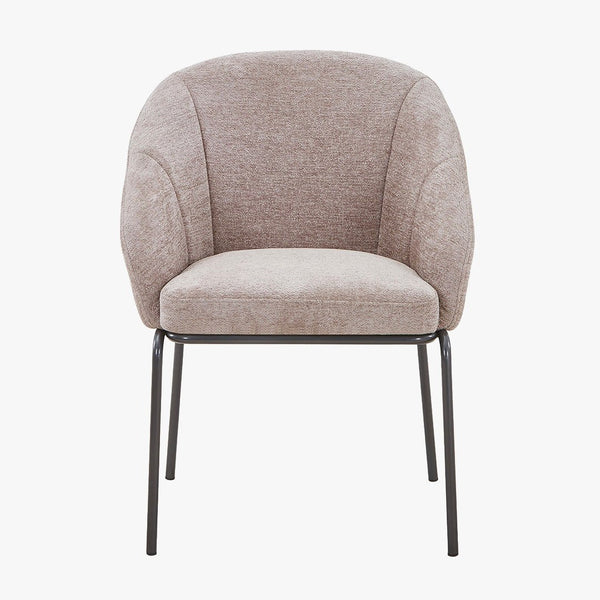 ESMA Chaise en tissu taupe pieds en métal noir
