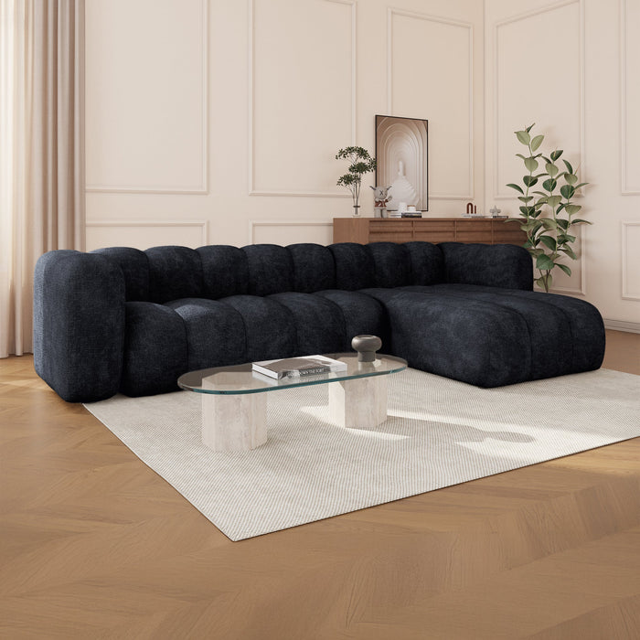GABY Canapé d'angle réversible en tissu noir