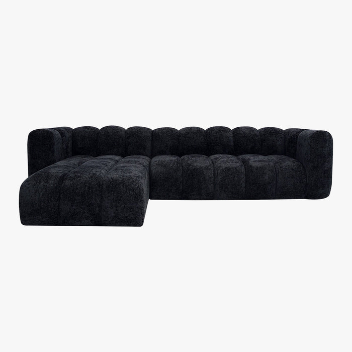 GABY Canapé d'angle réversible en tissu noir