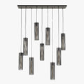 GINO Suspension en tube 9 lampes ajustables en métal noir 100x150 cm