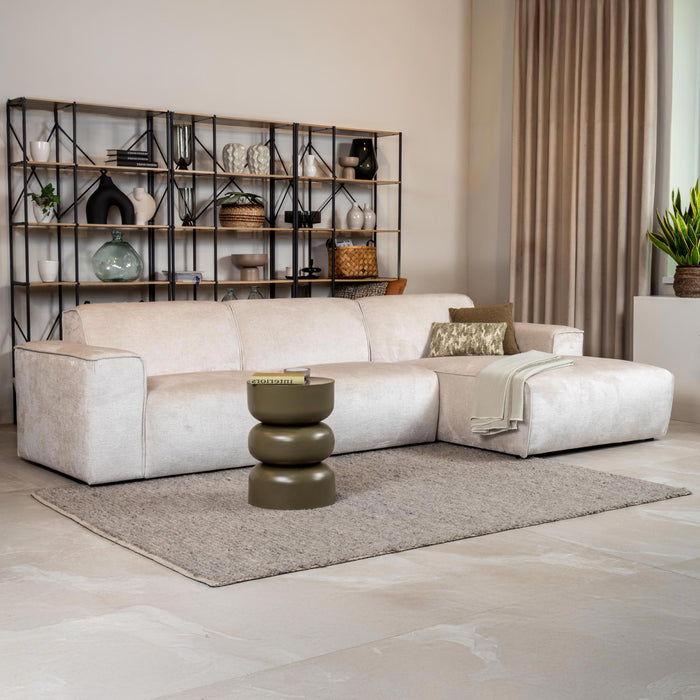 GIULIA Canapé d'angle en tissu beige - Angle droit
