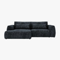GRACE Canapé d'angle convertible avec coffre en tissu bleu - Angle gauche