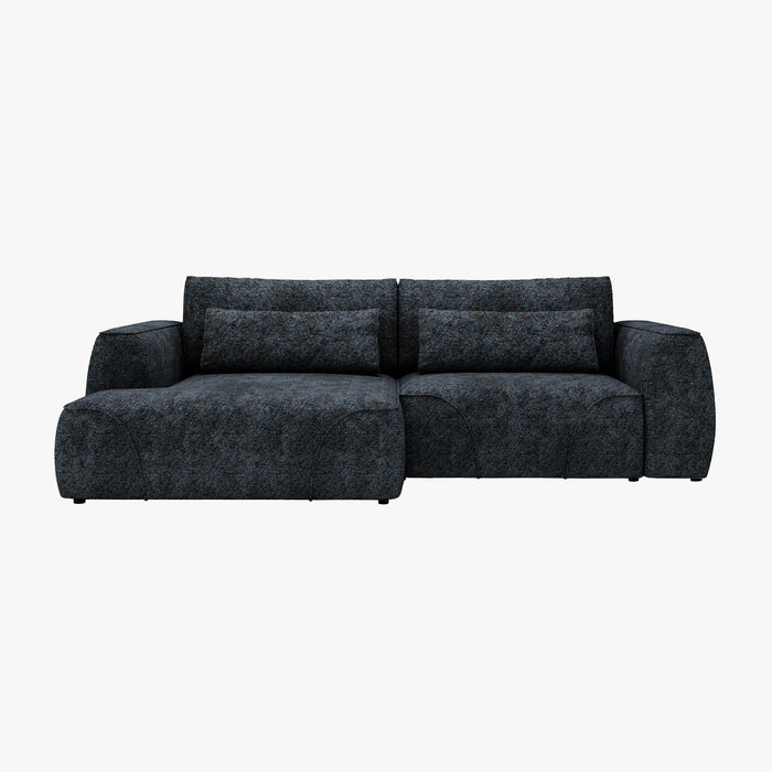 GRACE Canapé d'angle convertible avec coffre en tissu bleu - Angle gauche