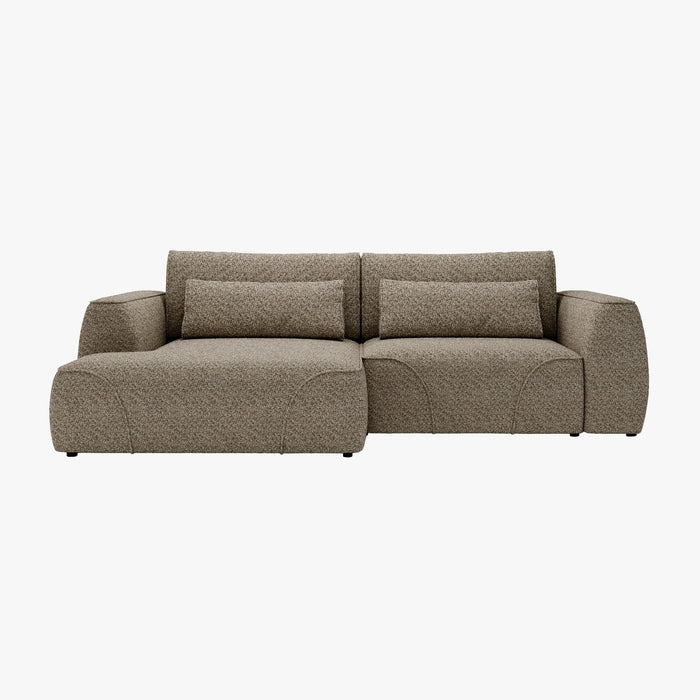 GRACE Canapé d'angle convertible avec coffre en tissu taupe - Angle gauche