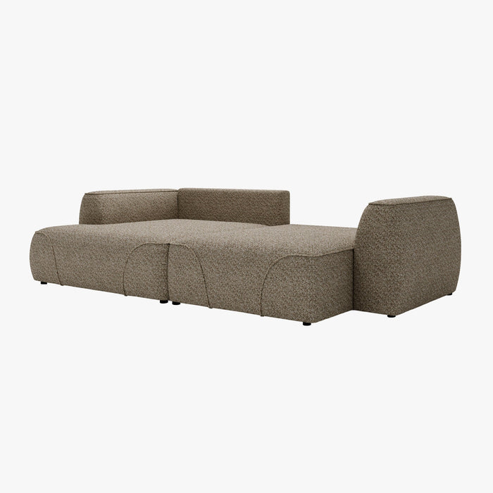 GRACE Canapé d'angle convertible avec coffre en tissu taupe - Angle gauche