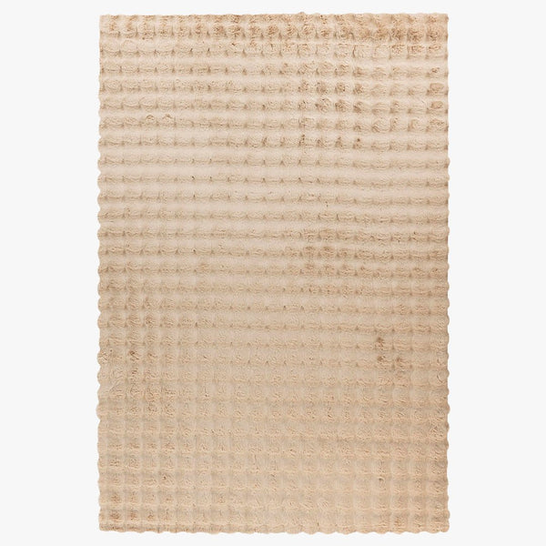 HARMONY Tapis en tissu doux à motif quadrillé beige - 80x150 cm