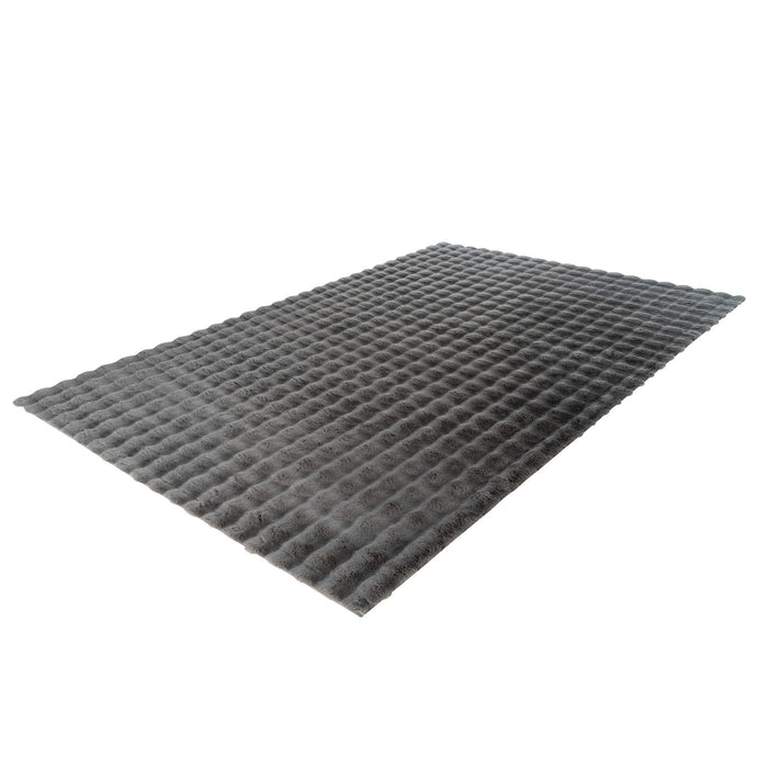 HARMONY Tapis en tissu doux à motif quadrillé gris foncé- 120x170 cm