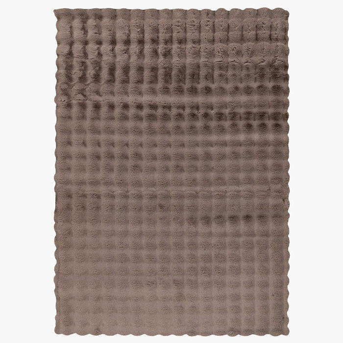 HARMONY Tapis en tissu doux à motif quadrillé taupe - 120x170 cm
