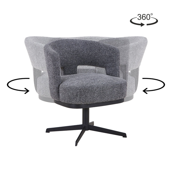 HAVA Chaise pivotante en tissu gris anthracite pieds en métal noir