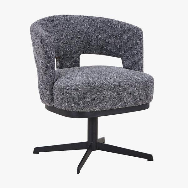 HAVA Chaise pivotante en tissu gris anthracite pieds en métal noir