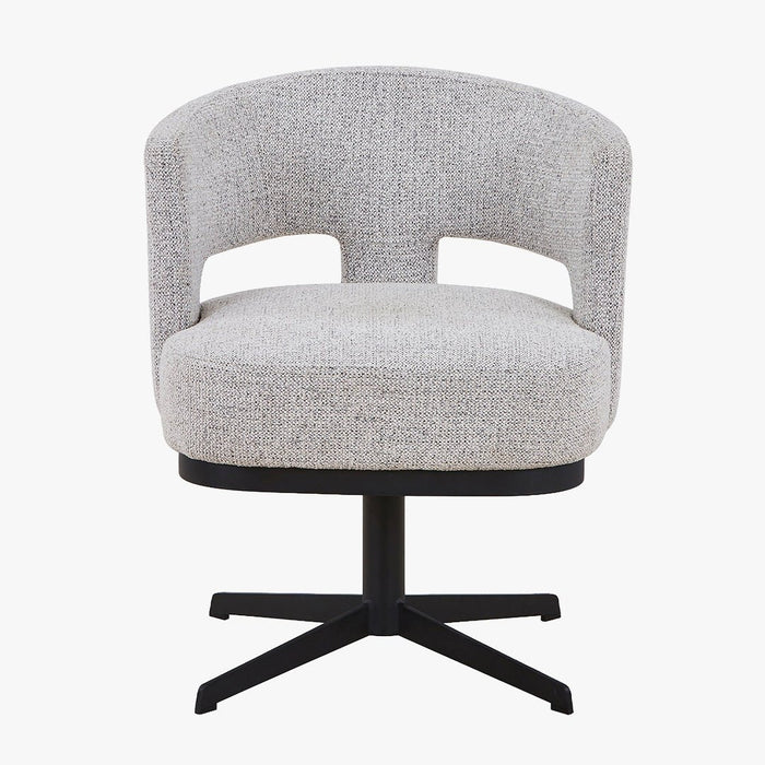 HAVA Chaise pivotante en tissu gris clair pieds en métal noir