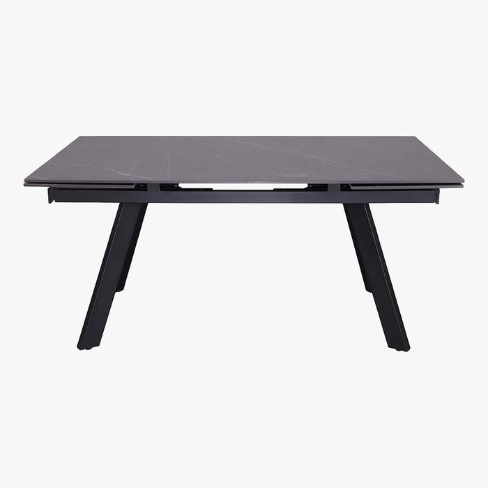 HERA Table extensible en pierre frittée noir pieds en métal noir 160-240 cm
