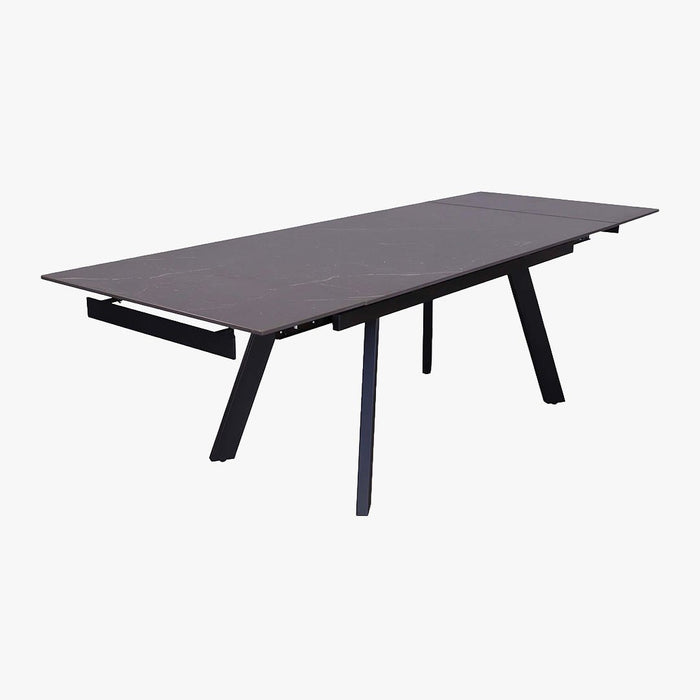 HERA Table extensible en pierre frittée noir pieds en métal noir 160-240 cm
