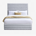 INDIRA Lit double en tissu chiné gris 140x190 cm