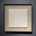 IRANA Tableau peinture à l'huile relief carré cadre aluminium noir - 50x50 cm