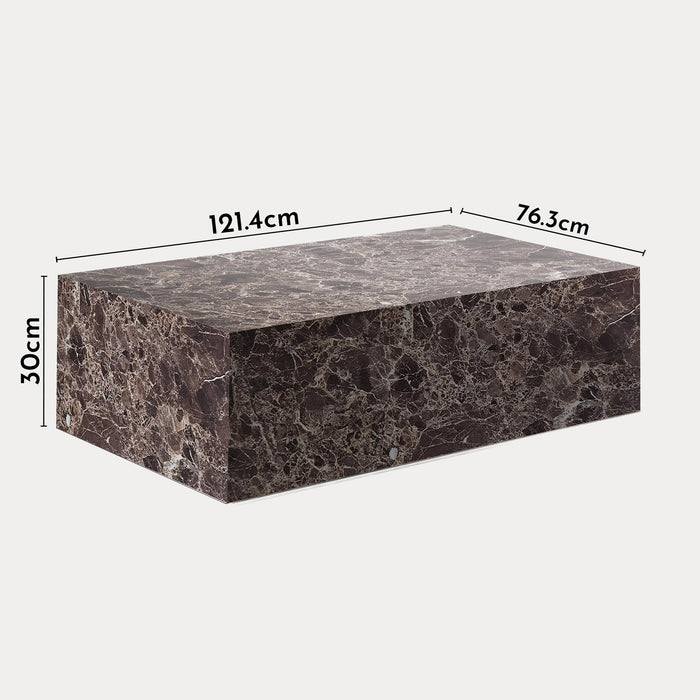 ISBEL Table basse rectangulaire en marbre d'ingénierie marron