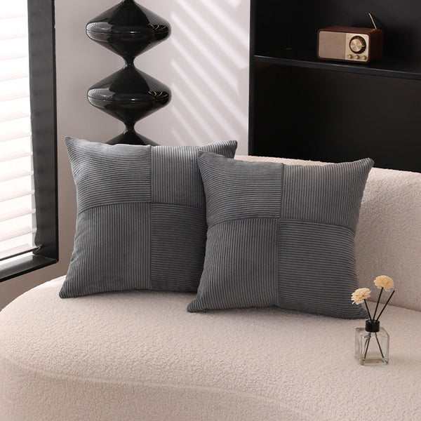 ISYS Coussin carré en tissu côtelé gris 45x45 cm