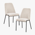 JADHA Lot de 2 chaises en tissu bouclette beige pieds en métal noir