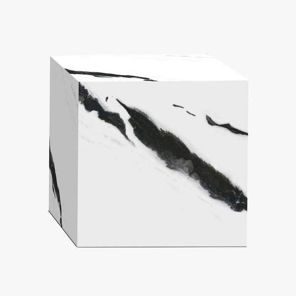 JASMIA Table basse carré marbre d'ingénierie blanc et noir