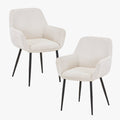 JESSIE Lot de 2 chaises en velours côtelé beige pieds en métal noir