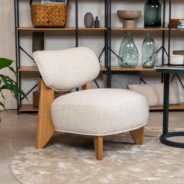 JEYZ Fauteuil design effet peau de mouton beige