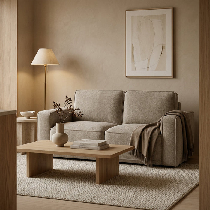 KALYA Canapé 3 places en tissu taupe – Canapés fixes Mobilier Deco