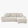 KAMILIA Canapé d'angle convertible avec coffre en tissu beige - Angle droit
