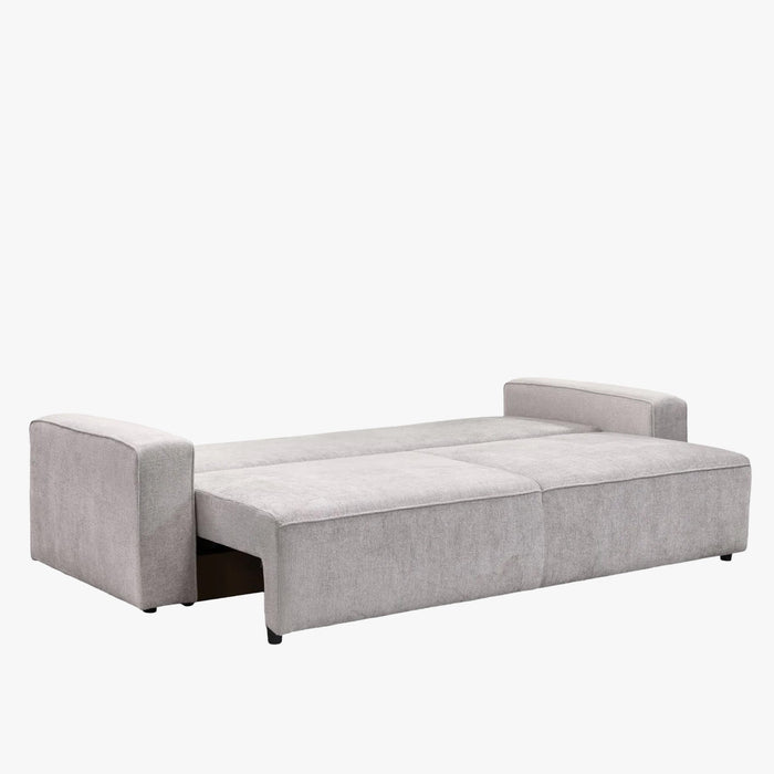 KARLOS Canapé 3 places convertible en tissu gris clair