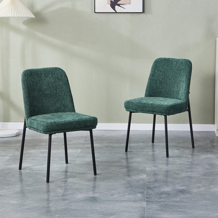 KAYNA Lot de 2 chaises en tissu vert pieds en métal noir