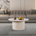 LAGOS - 80 Table basse ronde couleur travertin D80 cm