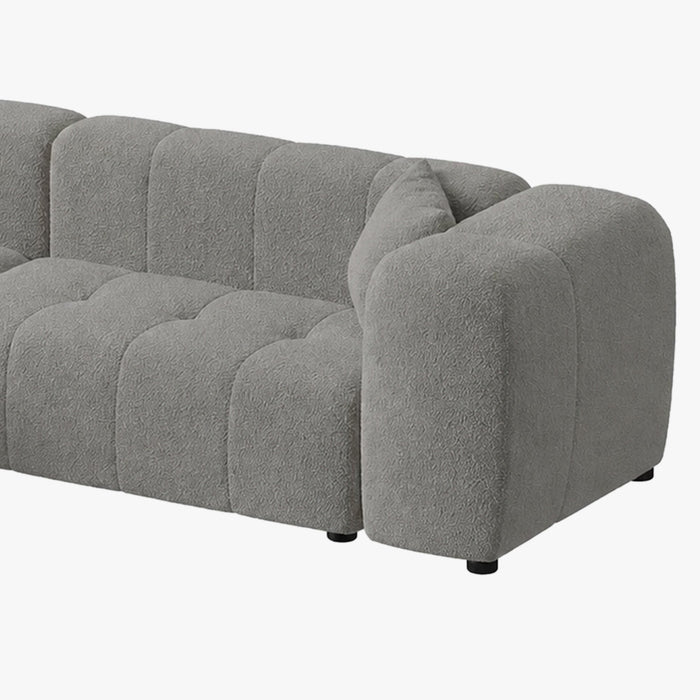 LAYANE Canapé d'angle tissu bouclette gris - Angle gauche