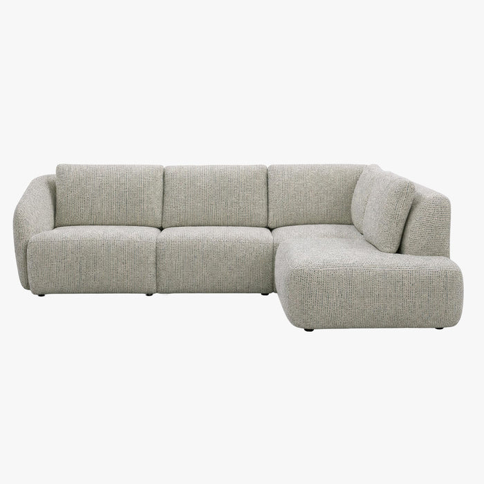 LINDA Canapé d'angle modulable en tissu beige et vert - Angle droit