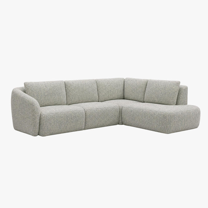 LINDA Canapé d'angle modulable en tissu beige et vert - Angle droit