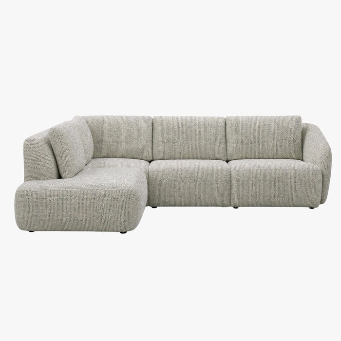 LINDA Canapé d'angle modulable en tissu beige et vert - Angle gauche